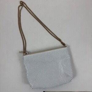 Vintage Whiting & Davis Co. White Metal Mesh‎ Evening Bag Clutch Chain Strap